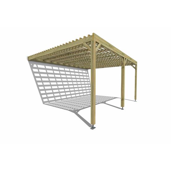 Pergola bois • 5m x 4m • adossée • sens profondeur • lattage bois • livraison comprise