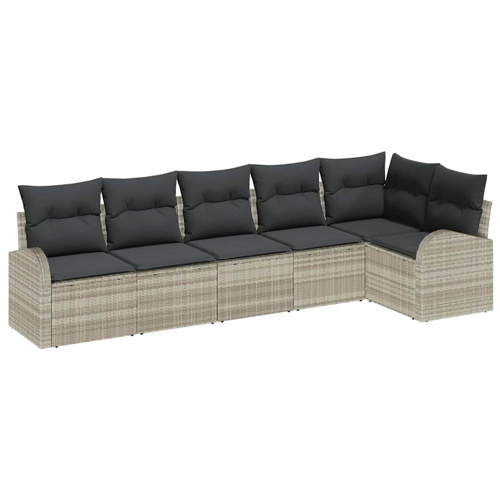Ensemble de canapé de jardin 6 pc gris clair polyrotin