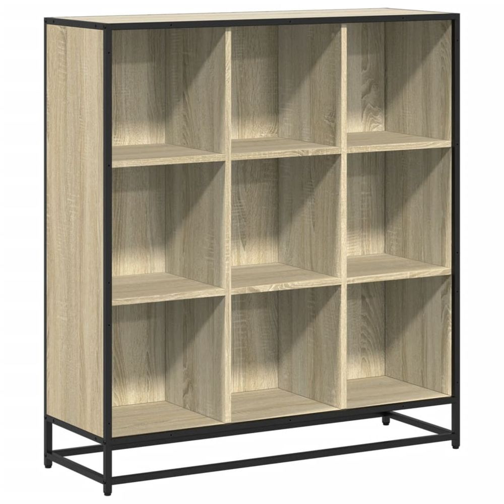 Bibliothèque chêne sonoma 97,5x33x107,5cm bois ingénierie métal