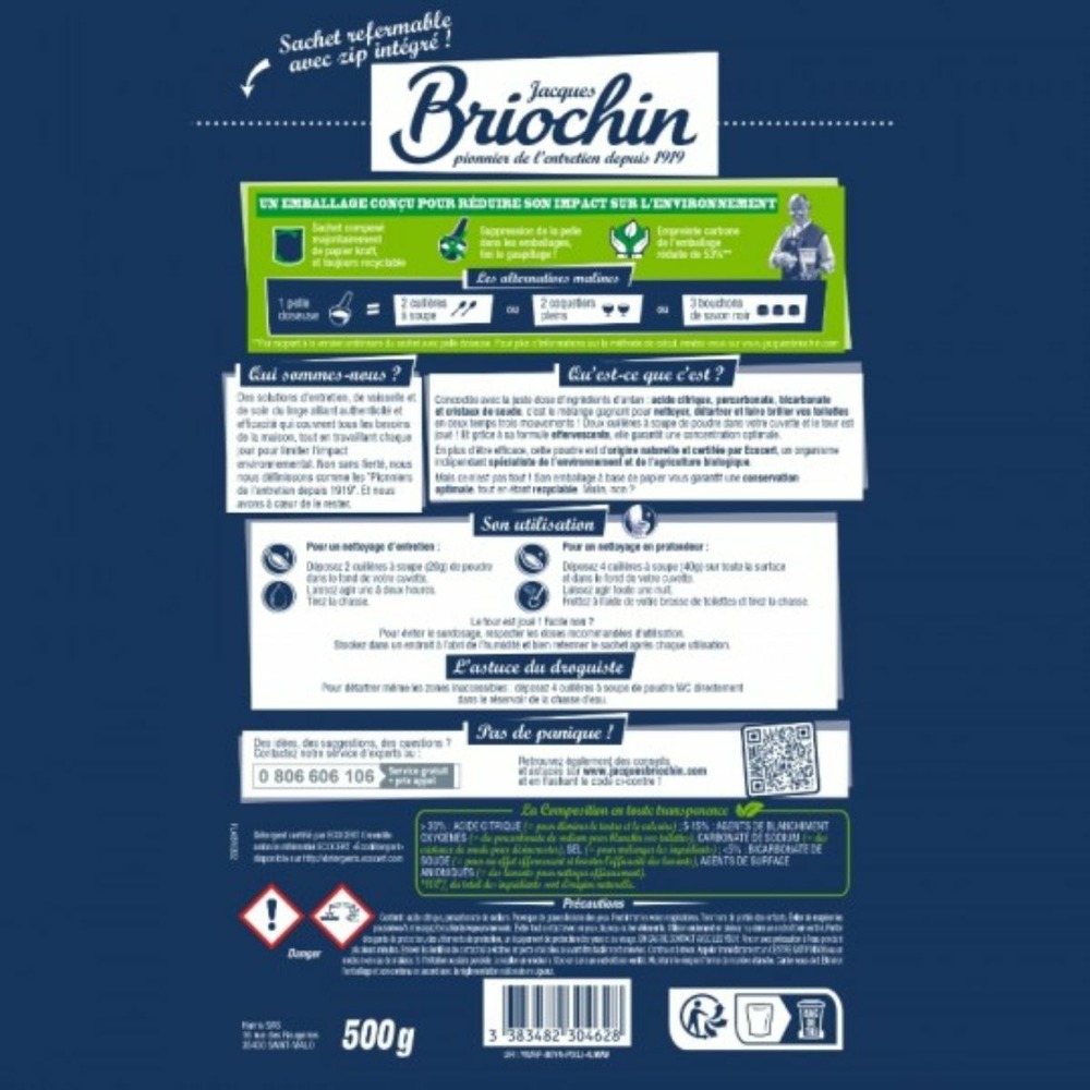 Pack de 4 poudres wc super détartrantes 500g - jacques briochin