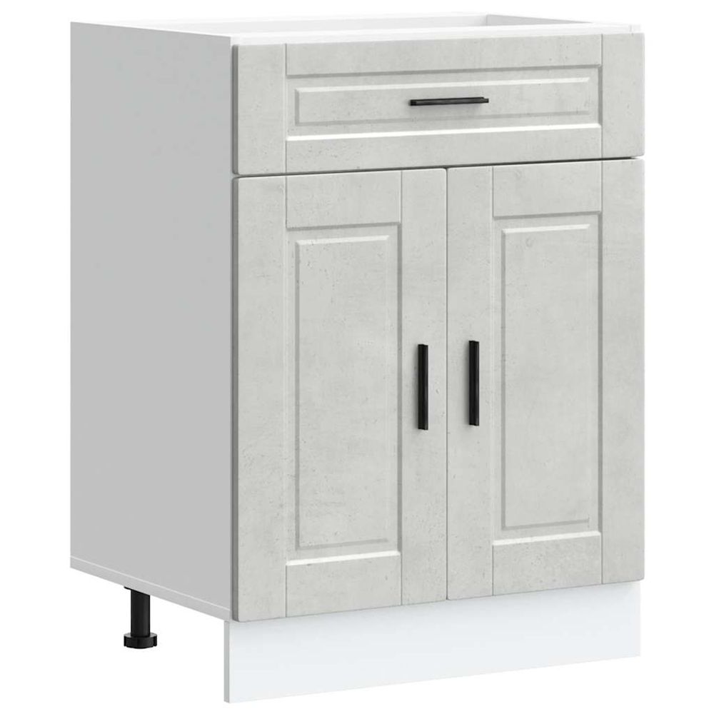 Armoire de cuisine porto gris béton bois d'ingénierie
