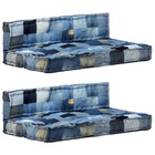 Coussins de canapé palette 2 pcs bleu patchwork en denim