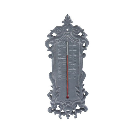 Grand thermomètre extérieur décoratif vintage fonte grise 37cm