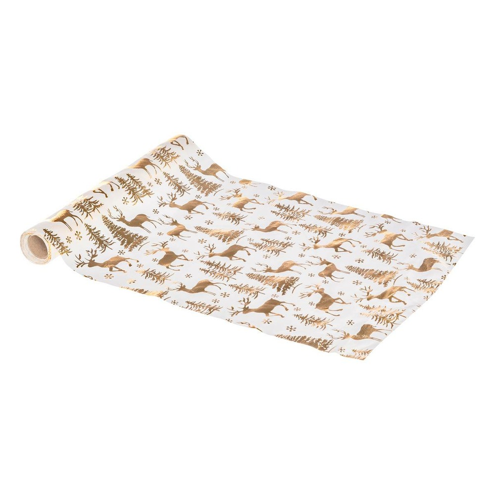 Tissu foret blanc or 28x300cm