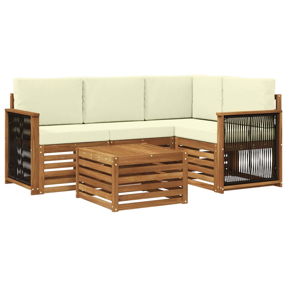 Ensemble de canapés d'extérieur 5 pc naturel et crème polyester