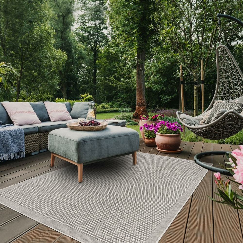 Tapis extérieur 57x110 tissé kilim beige nouchy