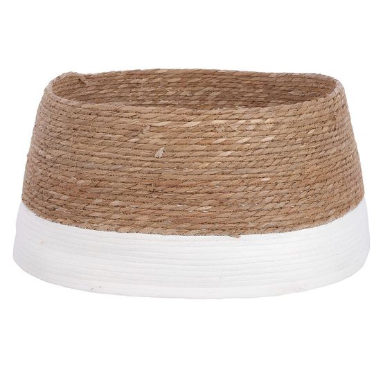 Mica decorations jupe de sapin de noël h26 x d58 cm - couvre pied - blanc cassé / marron - herbiers tressés
