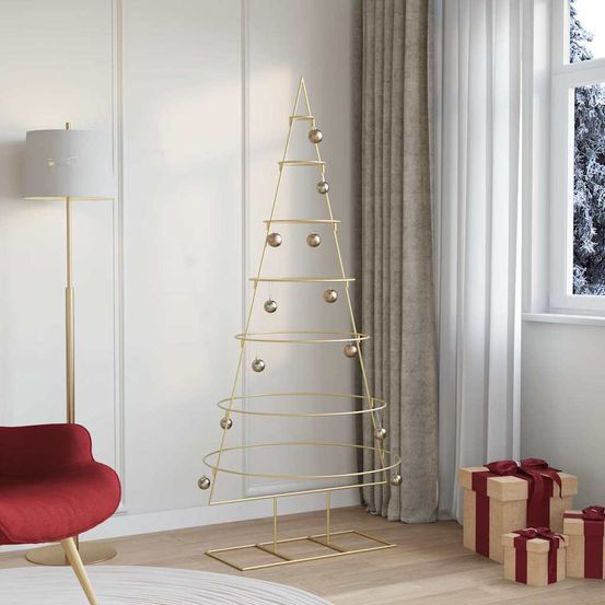 Grand sapin de noël design en acier décoration moderne doré 180 cm