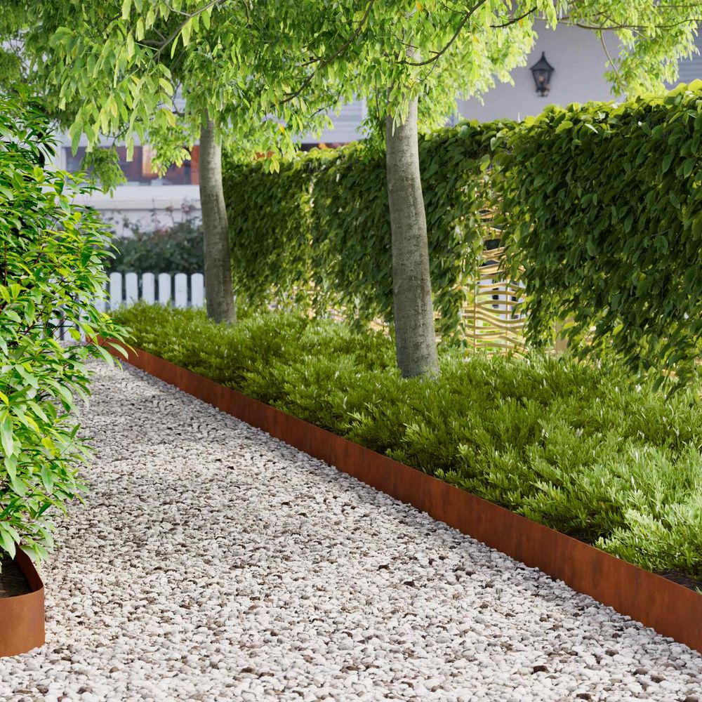 Bordure de pelouse acier rouillé pour jardin création lignes nettes 50 pièces 100x12cm