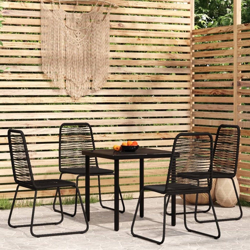 Ensemble à manger de jardin 5 pcs noir