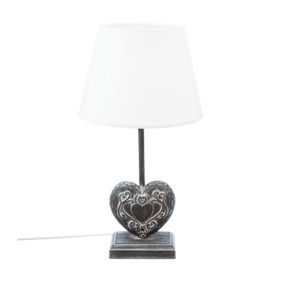 Lampe à poser pied en bois forme coeur h 49 cm