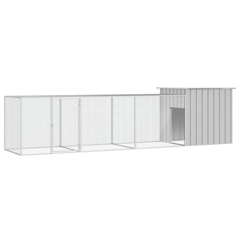Cage poules acier galvanisé extérieur volailles parc modulable 400x91x100cm gris