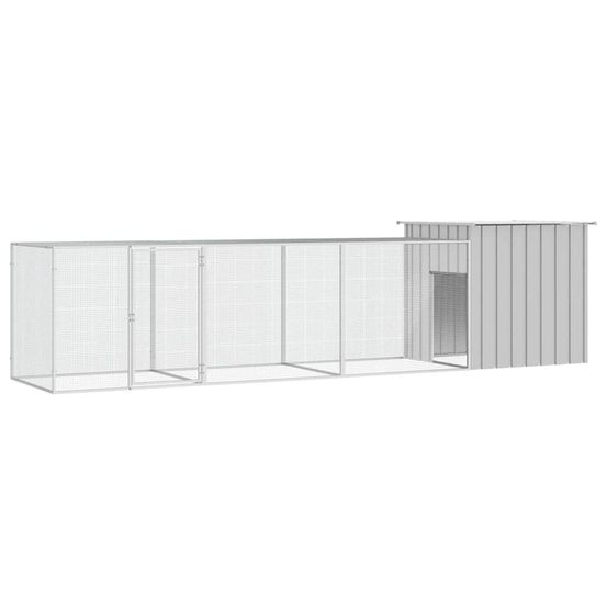 Cage poules acier galvanisé extérieur volailles parc modulable 400x91x100cm gris
