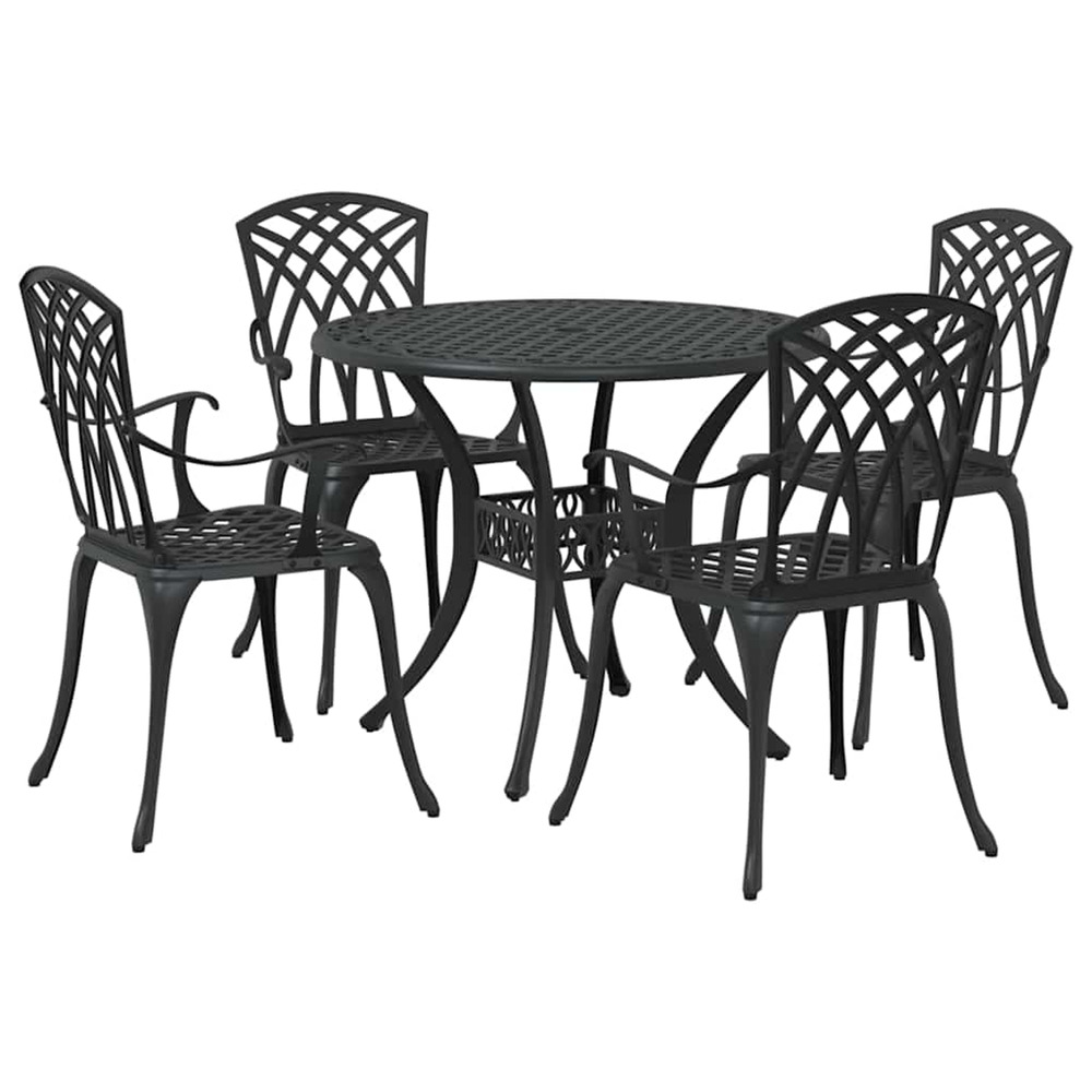 Ensemble de salle à manger pour jardin 5 pcs noir aluminium