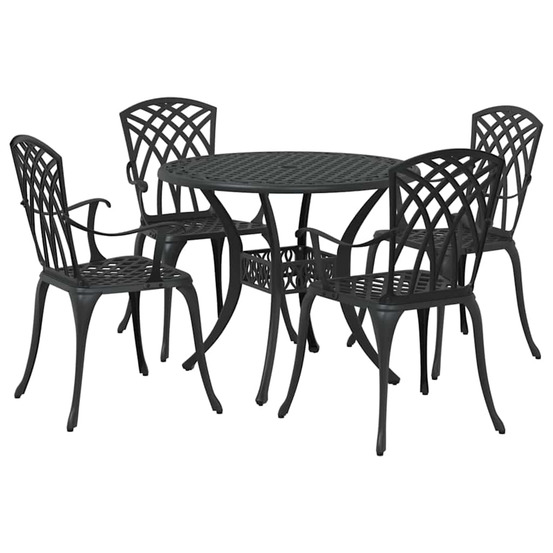 Ensemble de salle à manger pour jardin 5 pcs noir aluminium