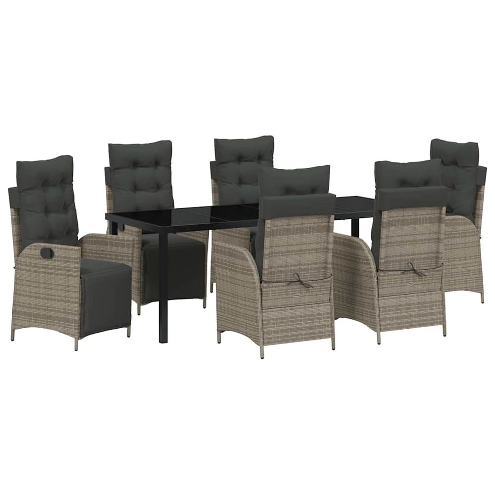Ensemble de salle à manger pour jardin 7 pc gris polyrotin