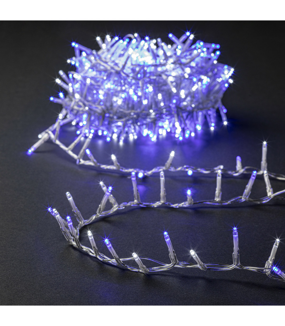 Guirlande lumineuse extérieur 50 m 2000 led blanc froid & bleu et 8 jeux de lumière