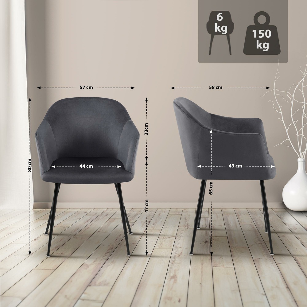 Chaise de salle à manger en velours jaysie