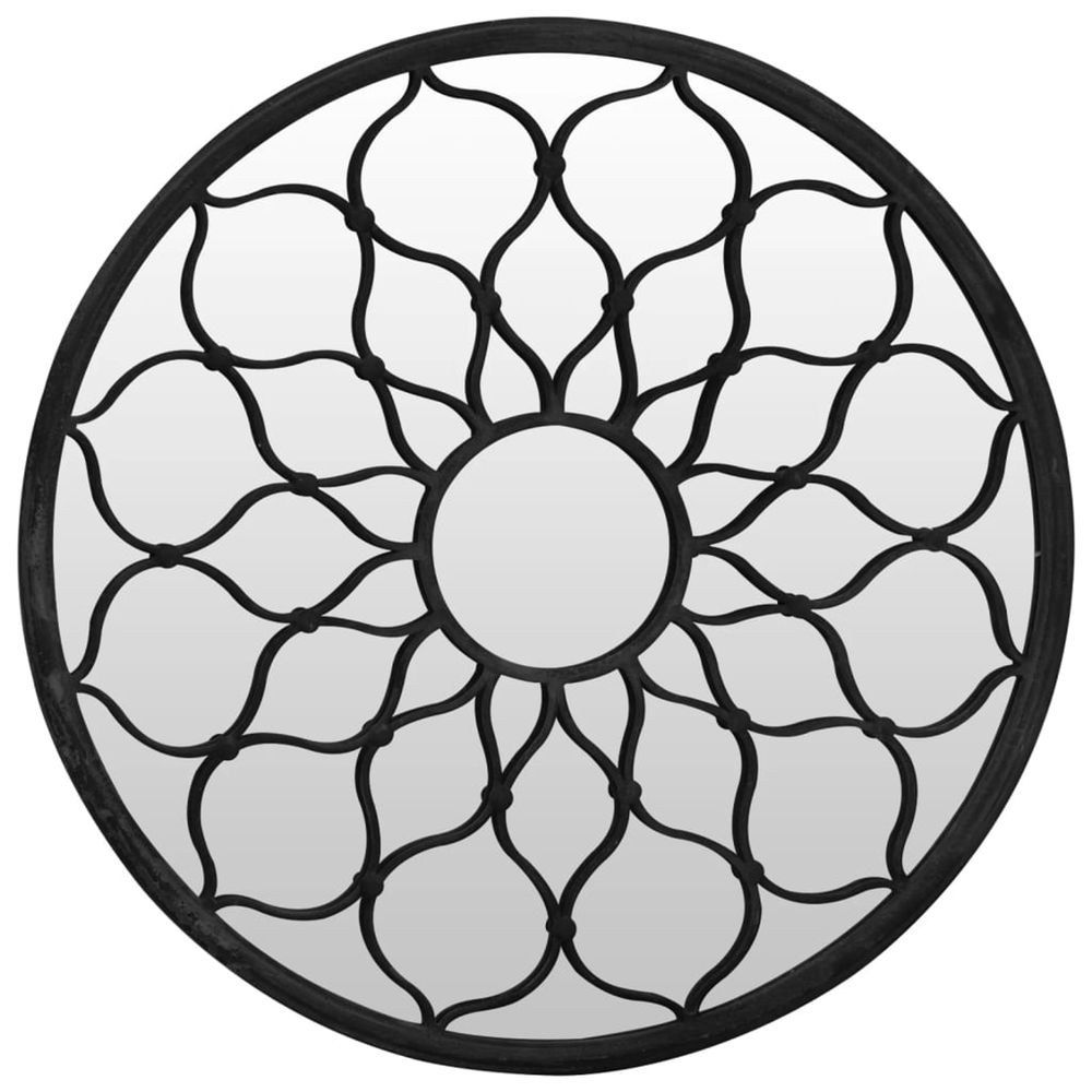 Miroir de jardin noir 40x3 cm fer rond utilisation extérieure