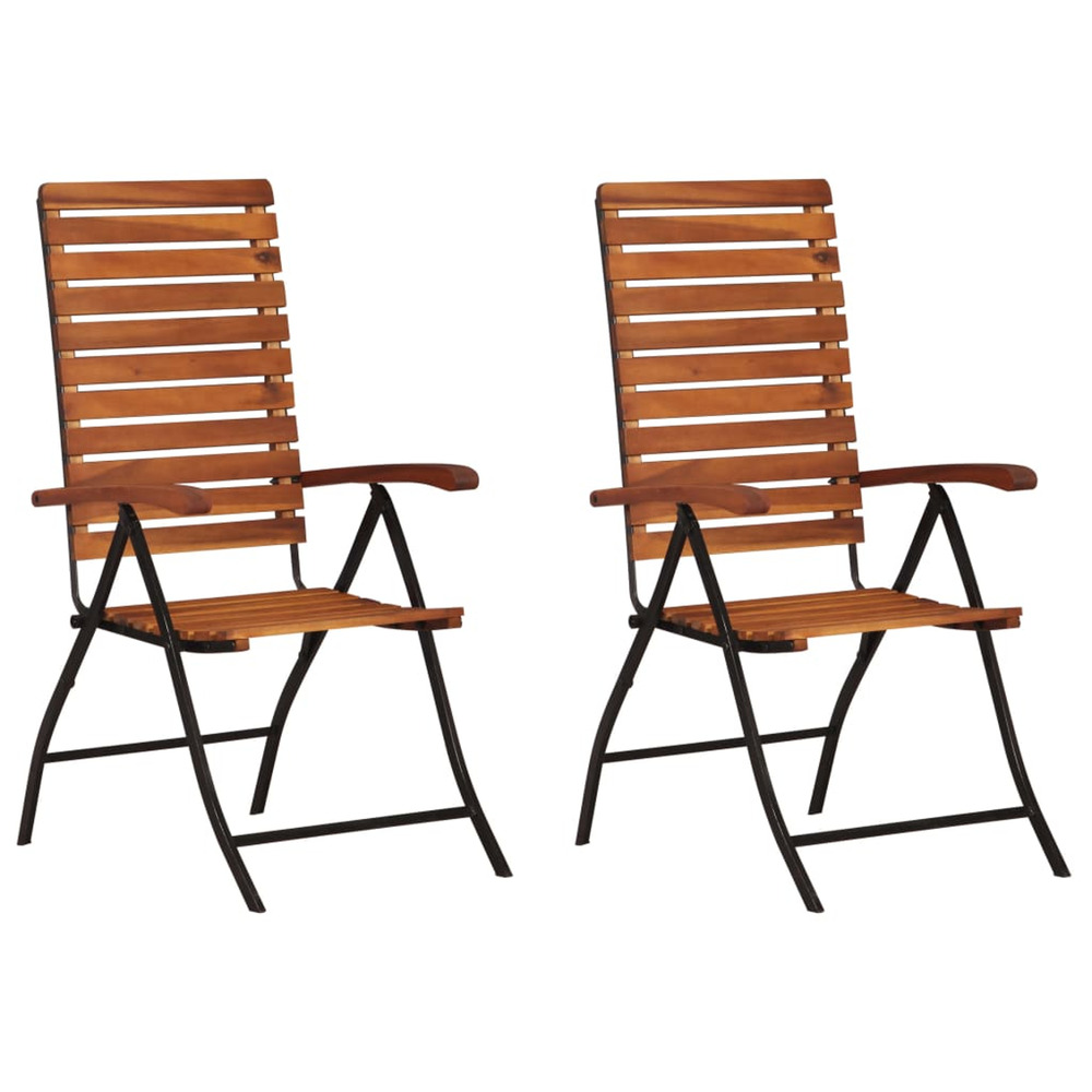 Chaises inclinables de jardin lot de 2 bois solide d'acacia