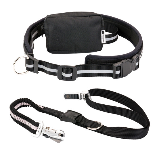Ferplast ergocomfort freetime laisse pour chien de course, complet avec ceinture et sac de rangement, extrémité élastique, ø