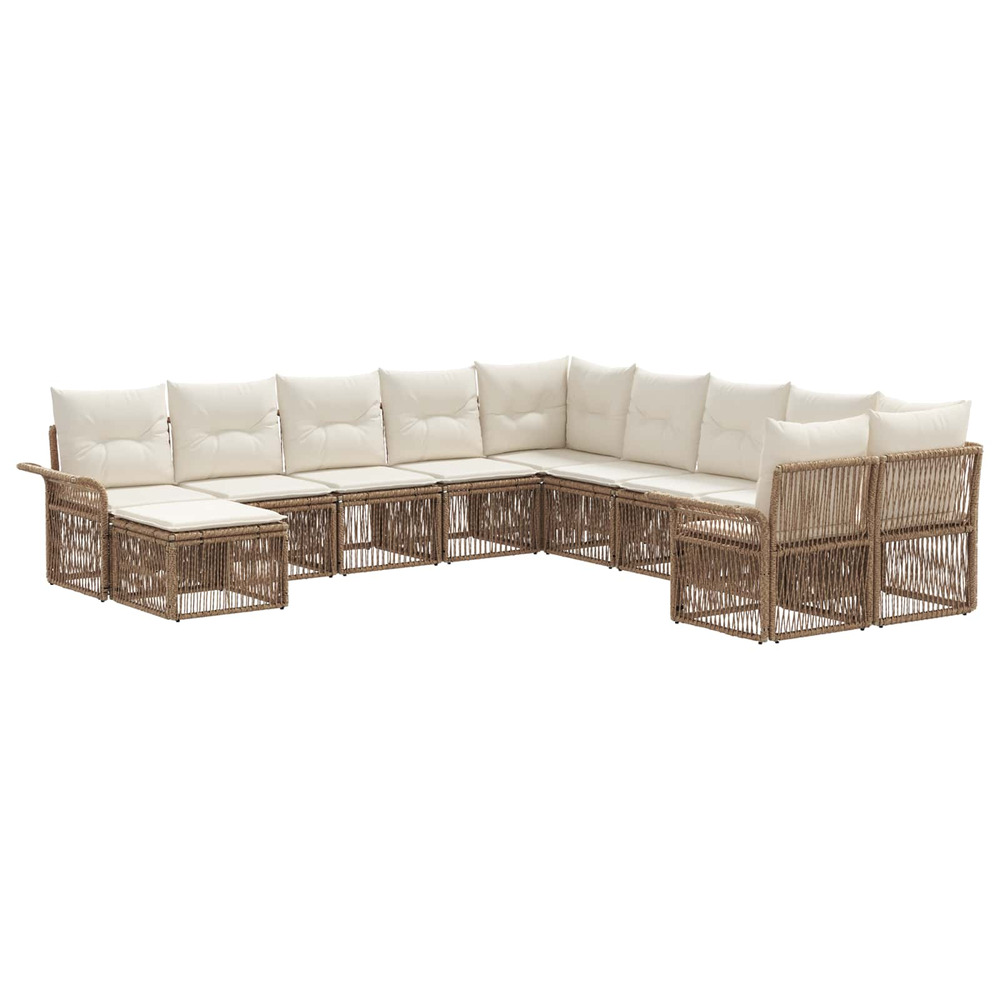 Ensemble de canapé de jardin 11 pcs beige et blanc crème