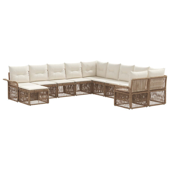 Ensemble de canapé de jardin 11 pcs beige et blanc crème