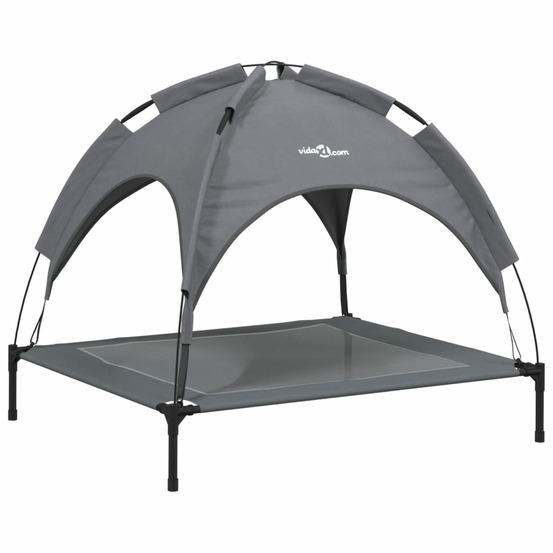 Lit pour chien avec auvent anthracite tissu oxford et acier