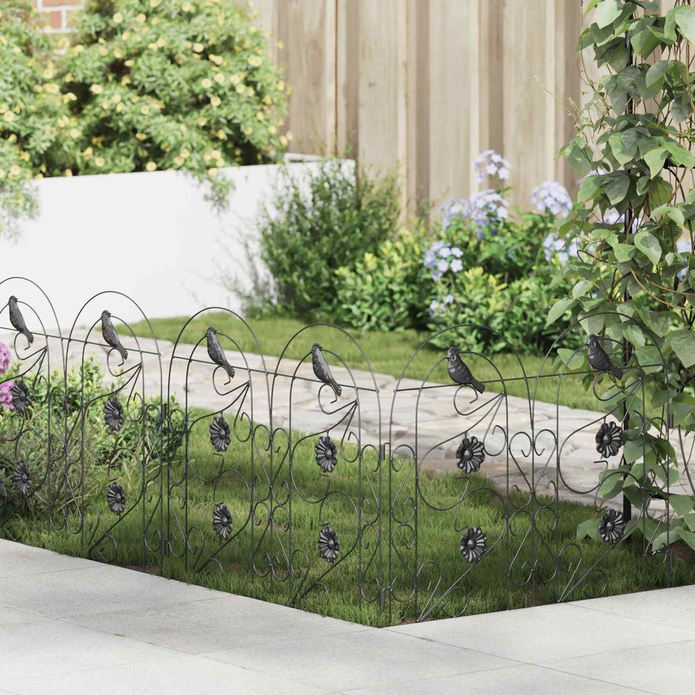 Clôture décorative acier jardin séparation plantes grimpantes noir