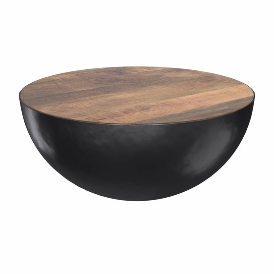 Tajy-table basse ronde en bois massif et métal d70 cm