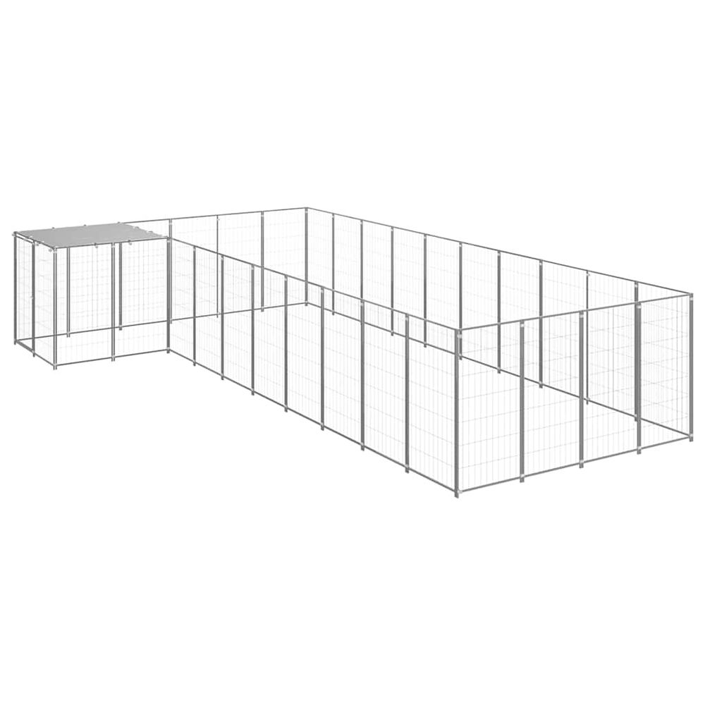 Chenil extérieur 13,31 m² acier avec toit de protection jardin argenté
