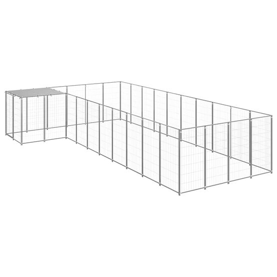 Chenil extérieur 13,31 m² acier avec toit de protection jardin argenté