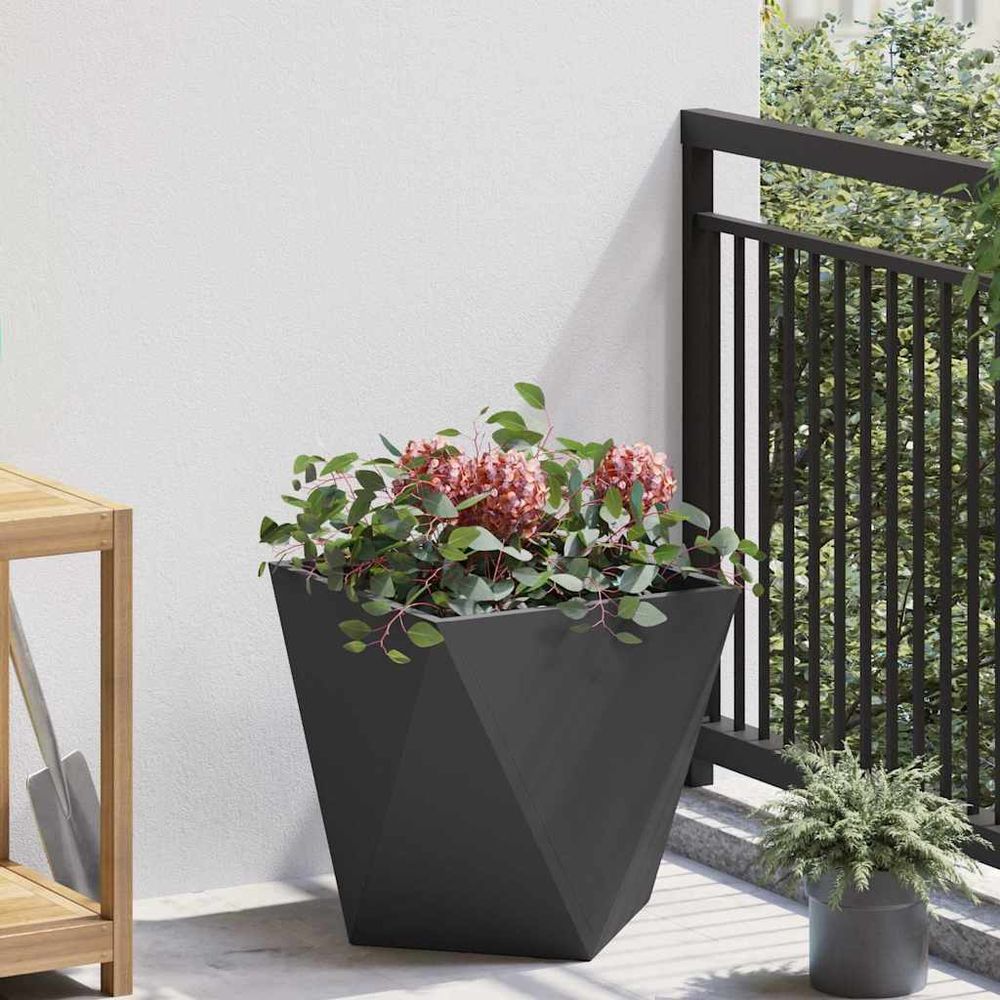 Jardinière carrée acier pour jardin terrasse moderne noir 40x40 cm