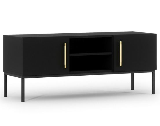 Felicia - meuble tv - noir - 2 portes et 2 niches - 120 cm