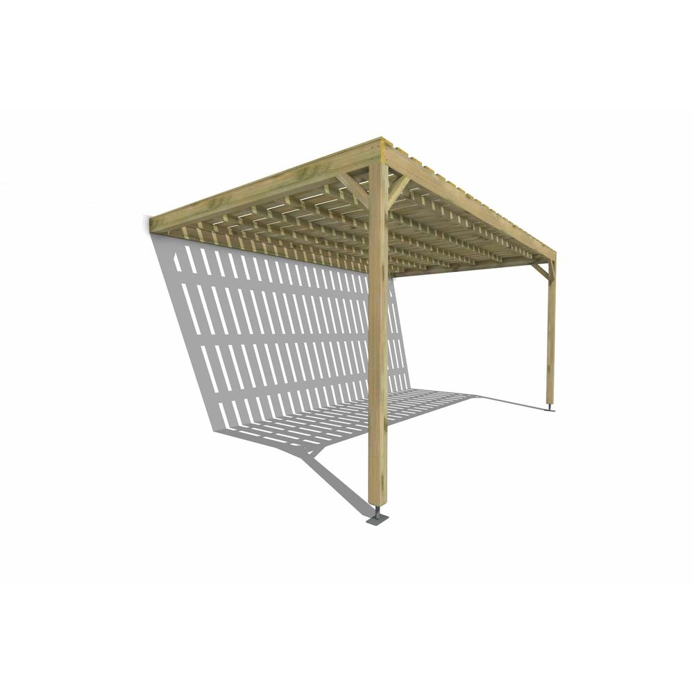 Pergola bois • 5m x 3m • adossée • sens largeur • platelage bois • livraison comprise