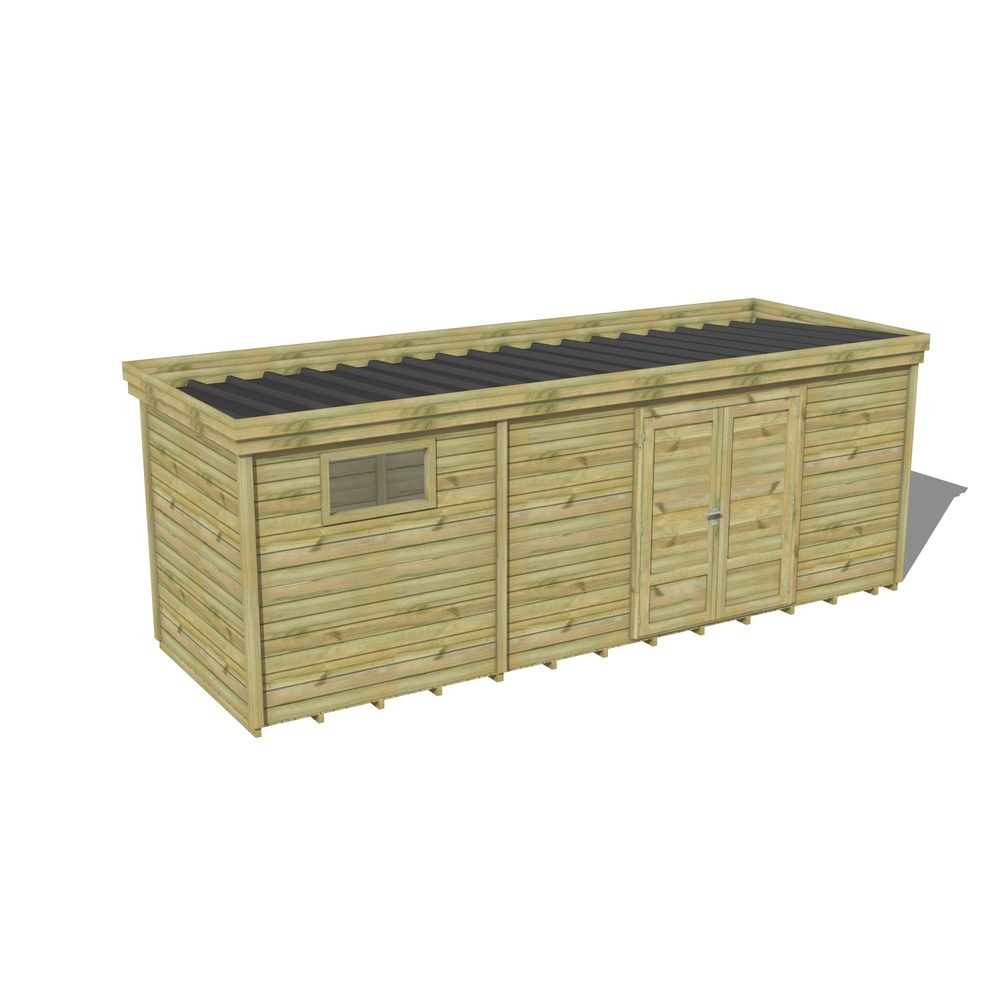 Abri de jardin bois pin traité autoclave 27mm - 6,89x2,14m / 15m2 - bac acier - plancher bois