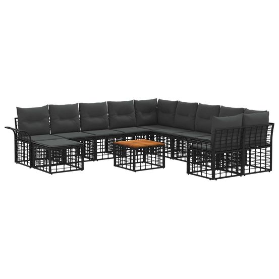 Ensemble de canapés d'extérieur 12 pc noir et gris foncé