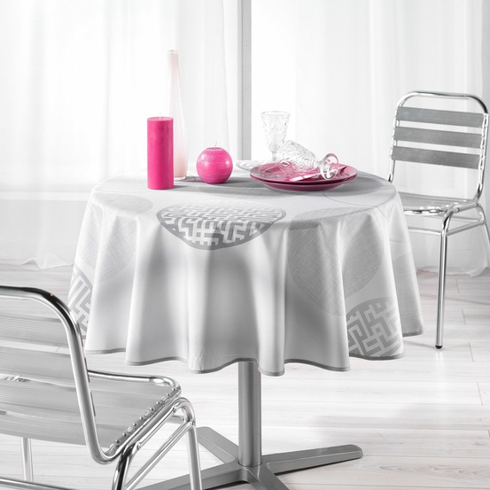 Nappe ronde polyester kosmo gris 180 cm