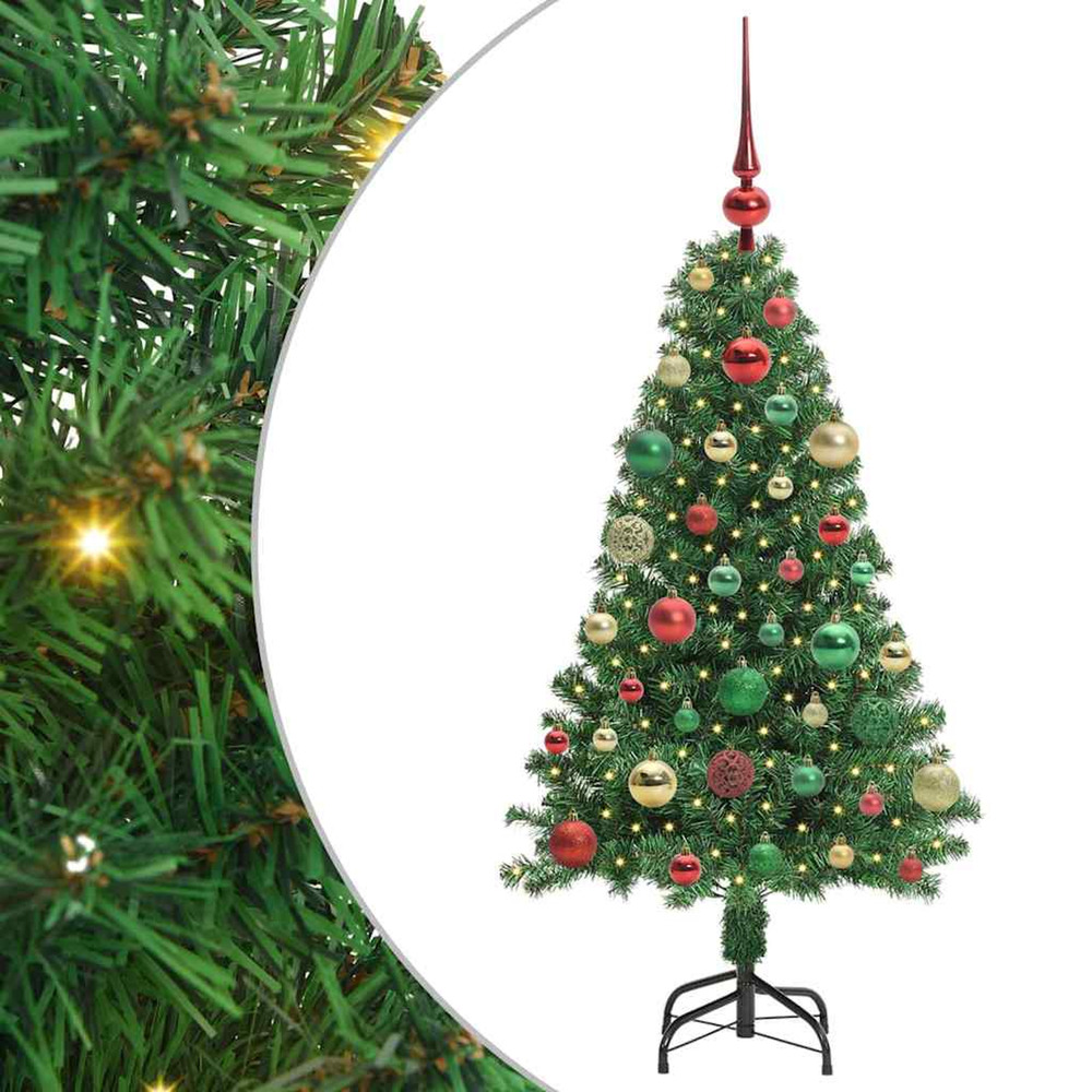 Sapin de noël artificiel vert 120 cm pvc, acier et plastique