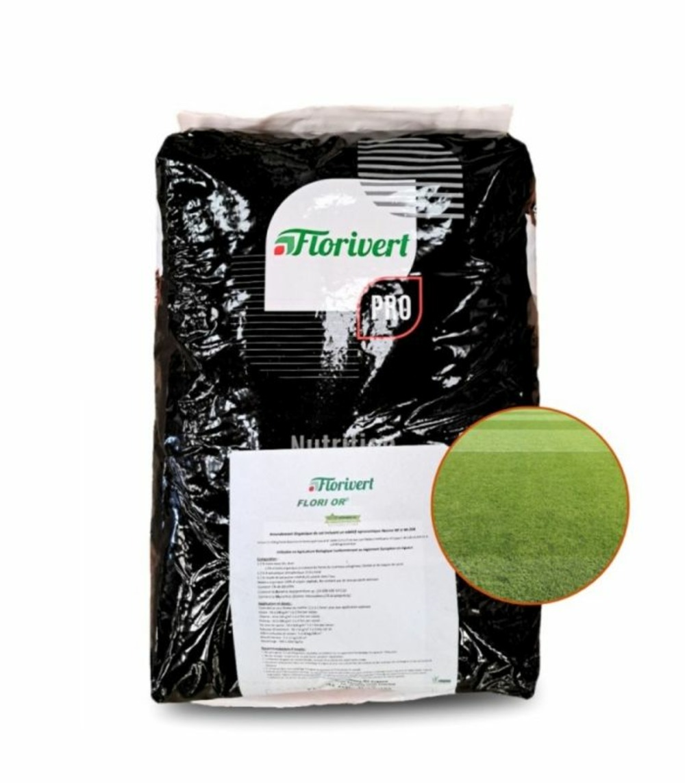 Engrais flori or 6-3-20 3mgo 25 kg renforce l'enracinement et le fleurissement, pour l'automne - florivert neg00980