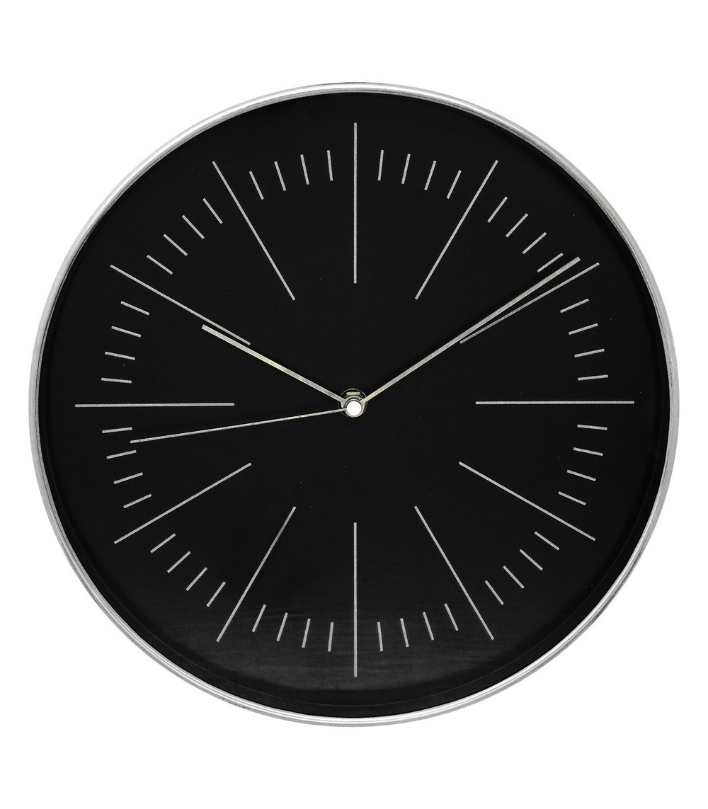 Pendule murale moderne bicolore noir et argent d 30 cm