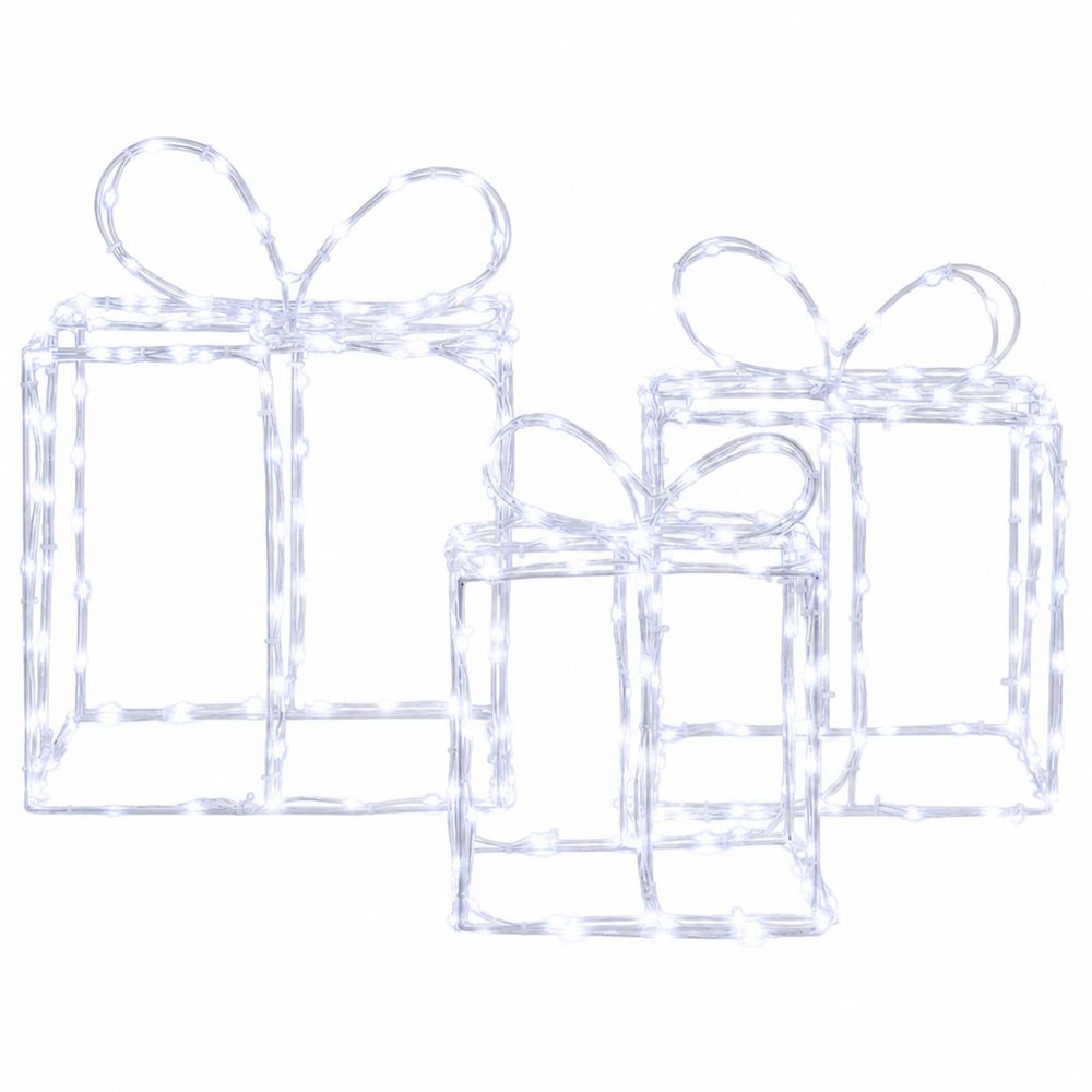 Boîtes cadeaux lumineuses de noël loviisa 3 pc 360 led