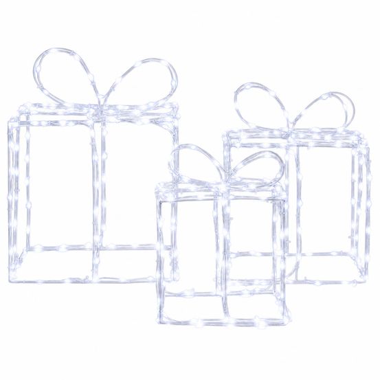 Boîtes cadeaux lumineuses de noël loviisa 3 pc 360 led