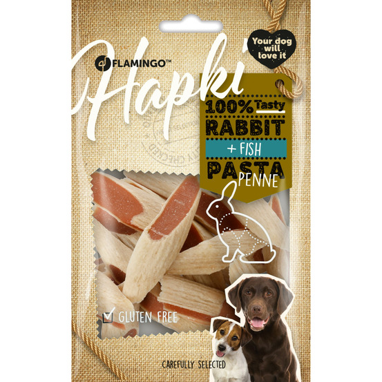 Friandise hapki penne avec lapin et poisson 85 g pour chien
