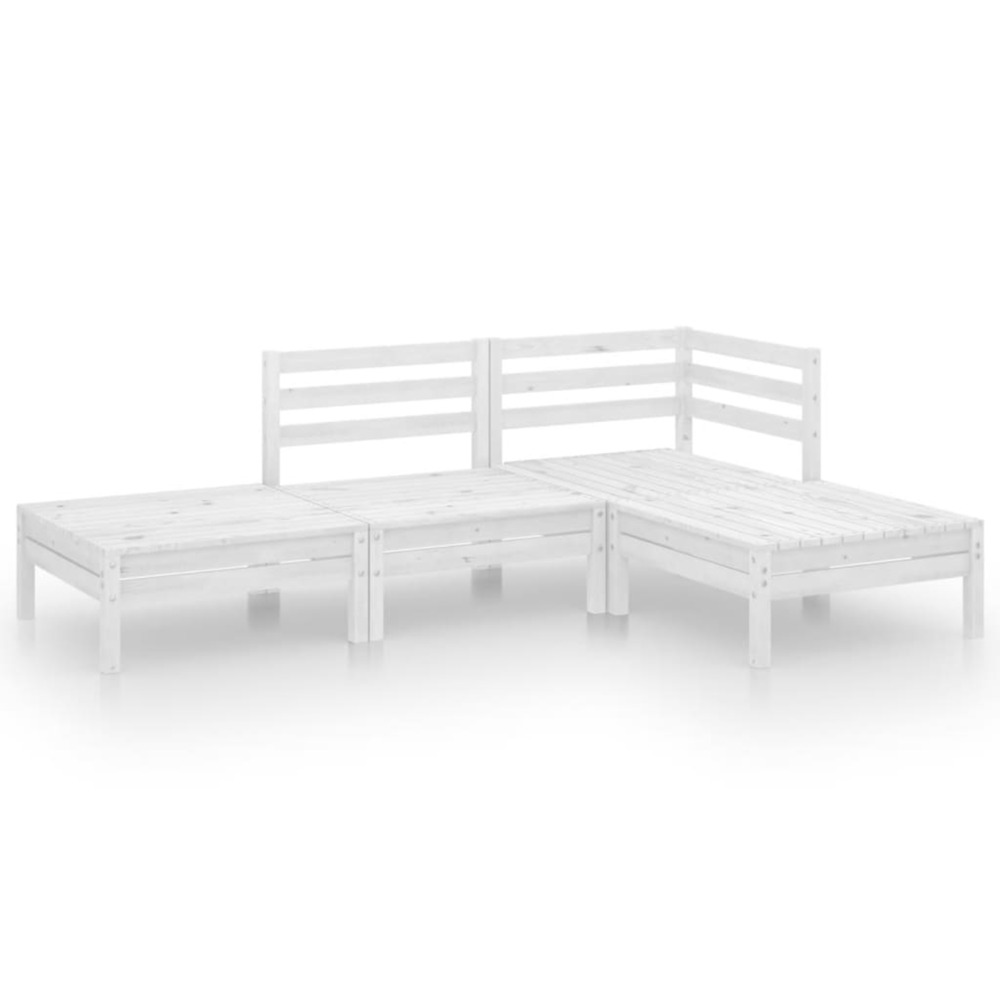 Salon de jardin 4 pcs blanc bois de pin massif