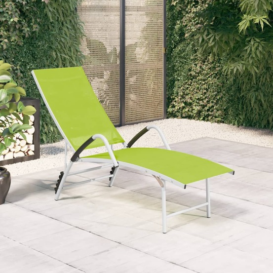 Chaise longue textilène et aluminium vert