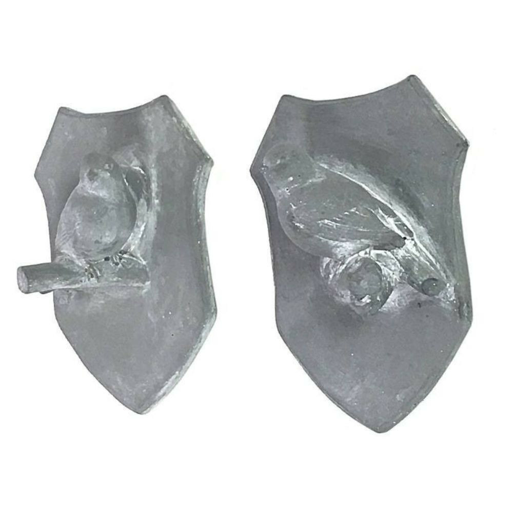 2 plaques murales décoratives vintage en béton gris oiseaux 13x18cm