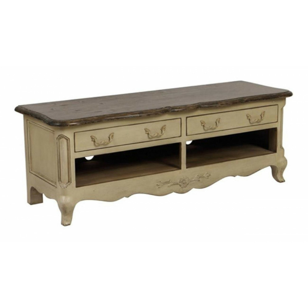 Meuble tv 2 tiroirs bois beige - château interior's