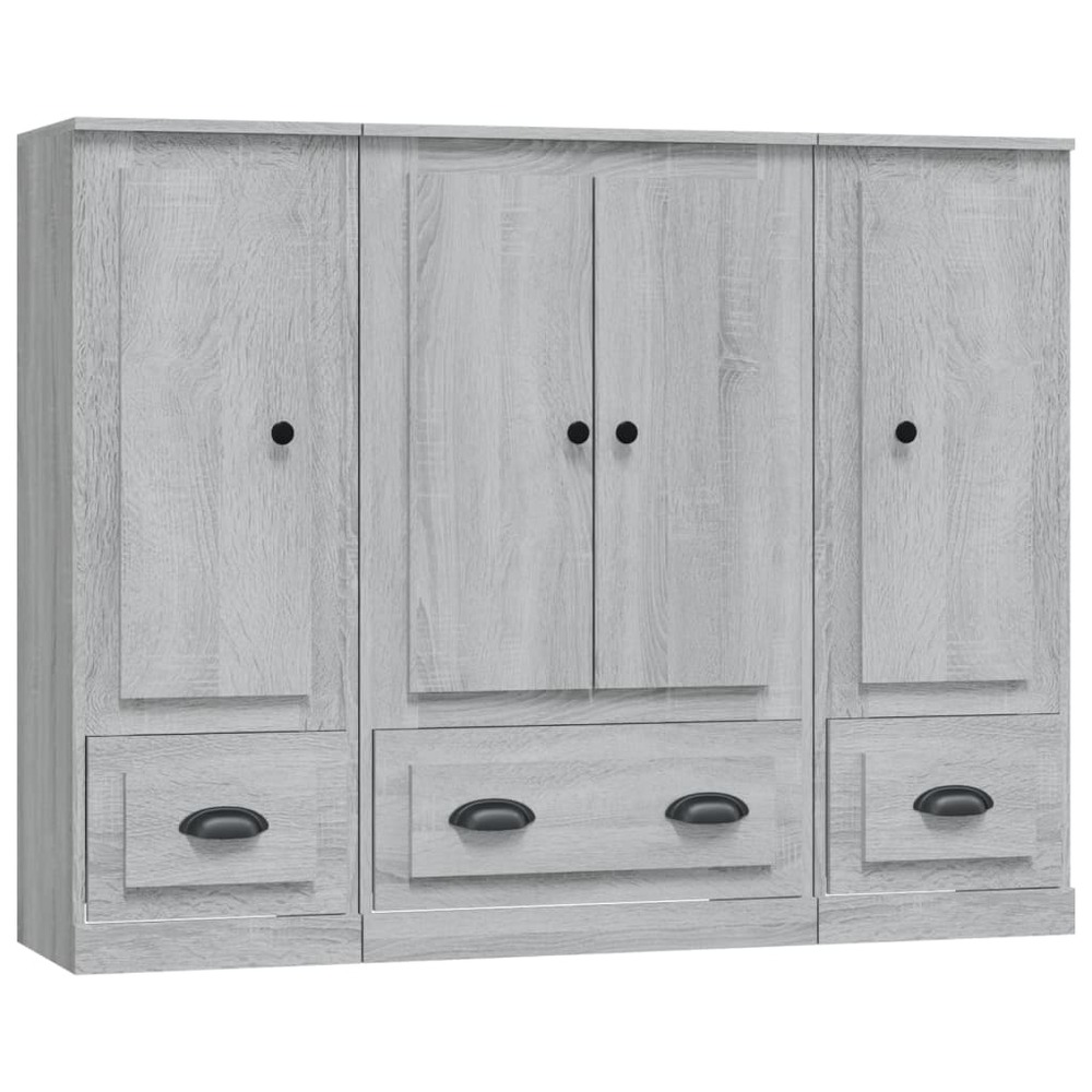 Buffet bahut commode armoire meuble de rangement organisateur cuisine salle de séjour salons 3 pcs sonoma bois d'ingénierie g