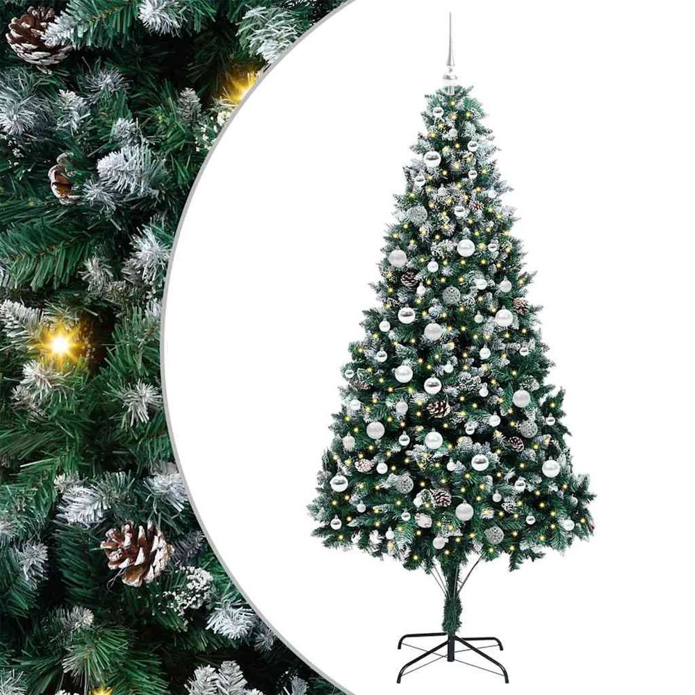 Sapin de noël artificiel vert 210 cm pvc, acier et plastique